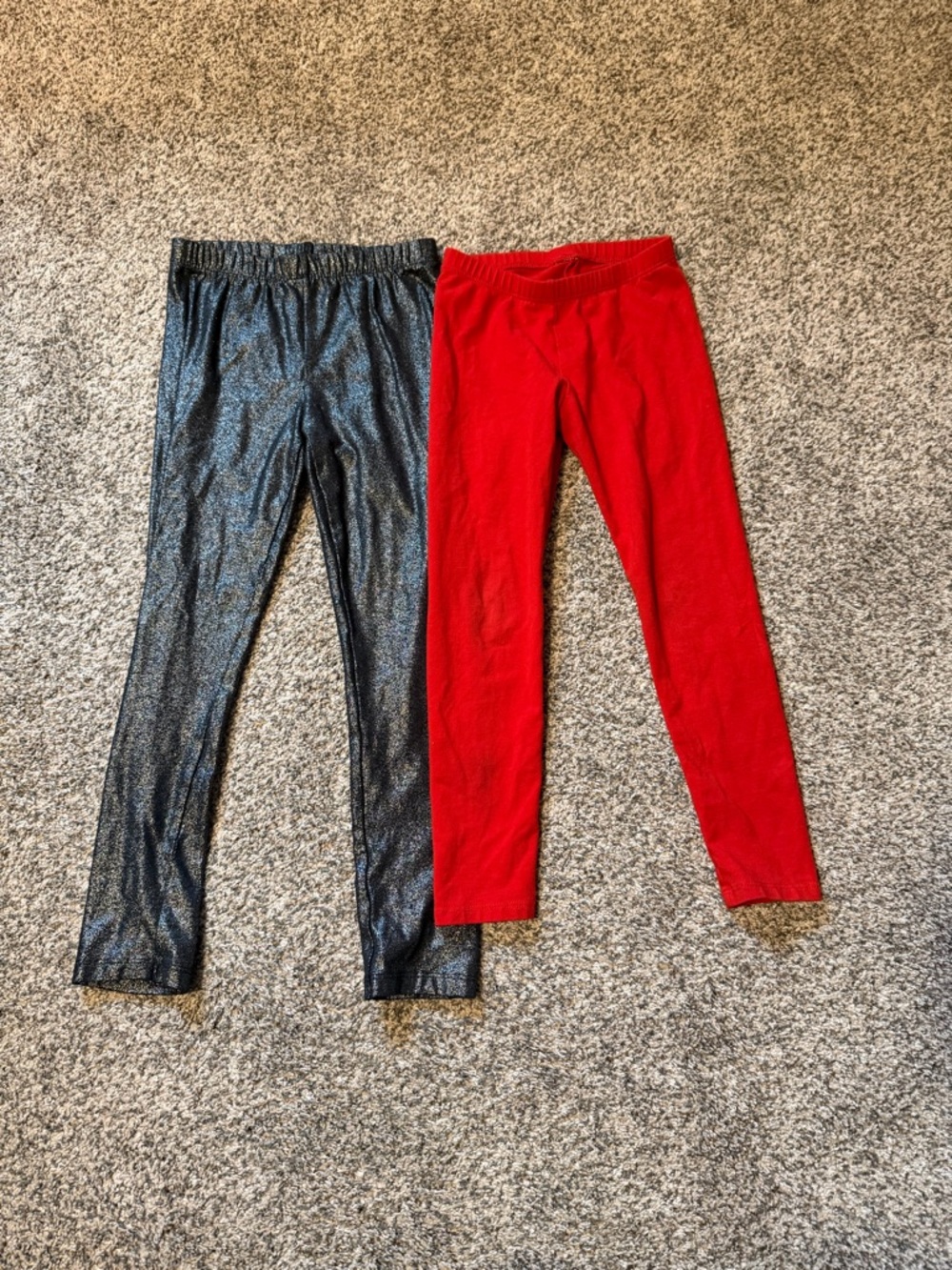 Cat & Jack Red and Metallic Gray Kids Leggings 2-Pack